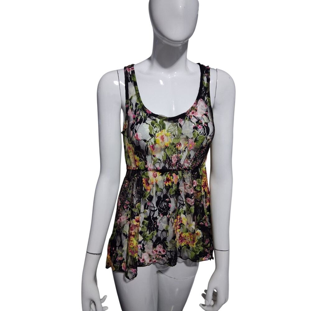 Y2K Vintage Julies Closet Womens S Lace Asymmetrical Whimsigoth Fairy Sheer Top‎